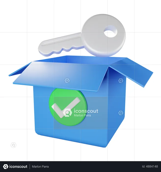 Box with Key  3D Icon