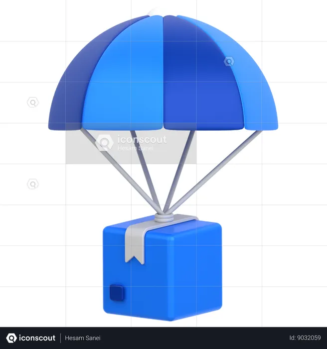 Box With Umbrella  3D Icon