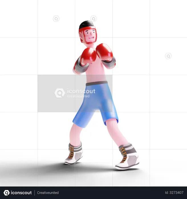 Boxer doing practice  3D Illustration