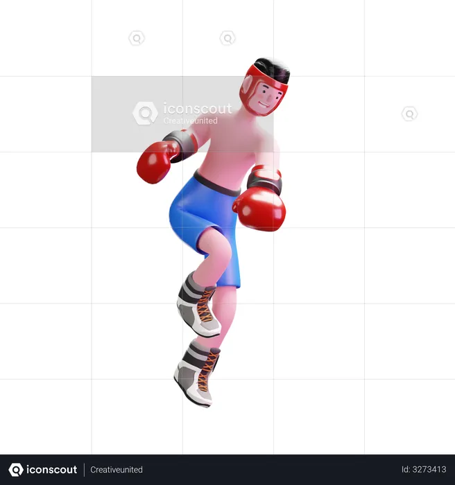 Boxer doing practice  3D Illustration