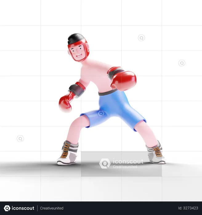 Boxer doing training  3D Illustration