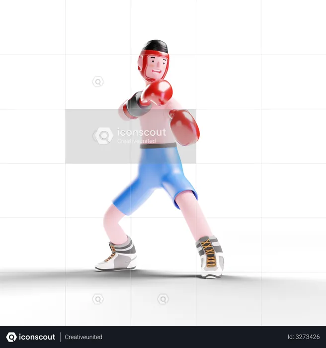 Boxer getting ready for match  3D Illustration