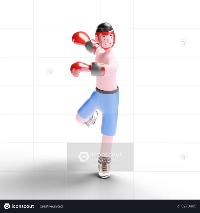 Boxer getting ready to punch  3D Illustration