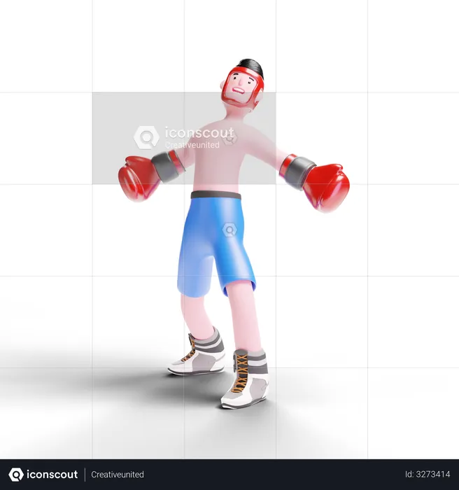 Boxer looking up  3D Illustration