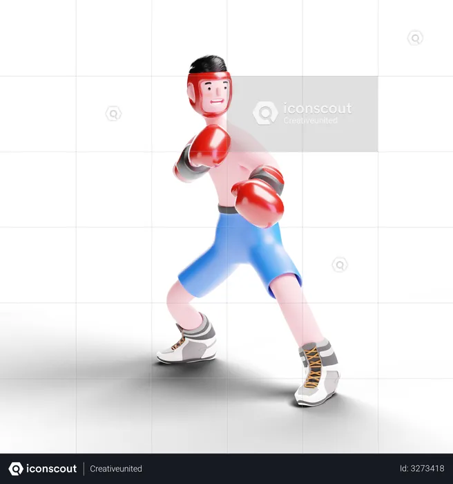 Boxer standing in pose  3D Illustration