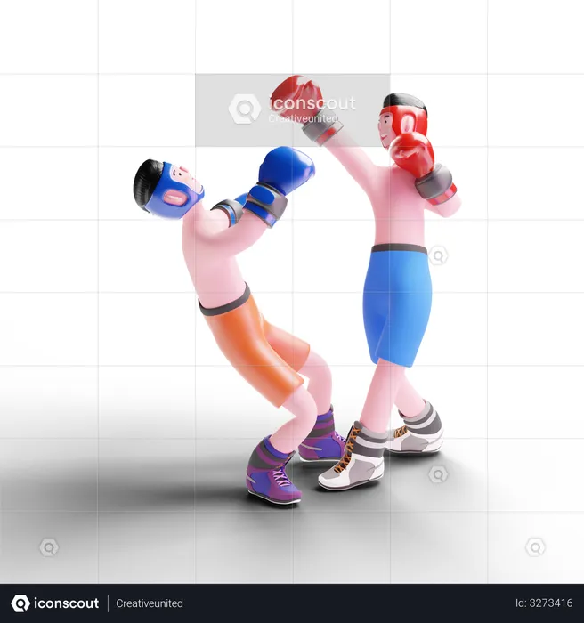 Pugilistas jogando em partida  3D Illustration