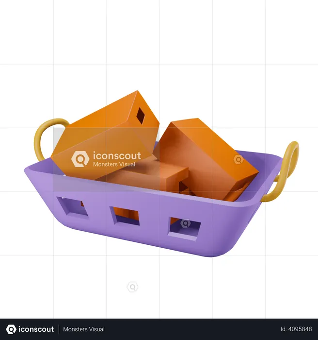 Boxes in shopping cart  3D Illustration