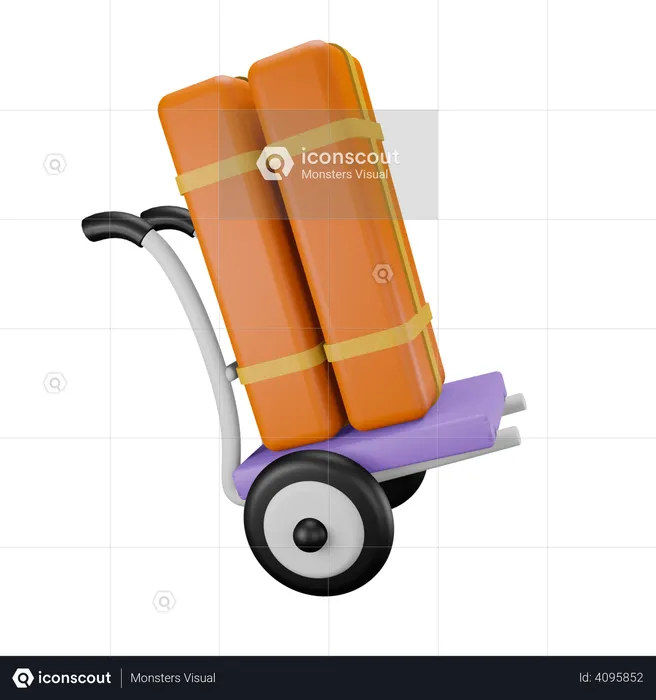 Boxes on delivery trolley  3D Illustration