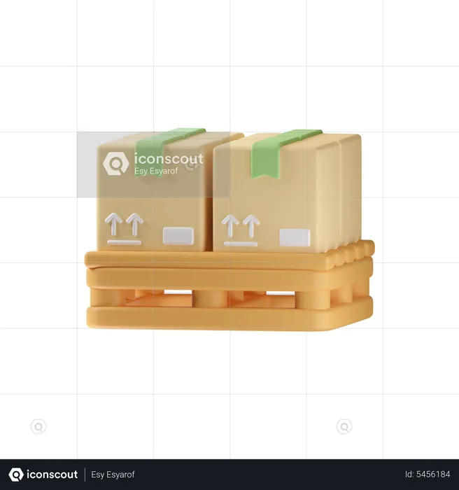 Boxes On Wooden Pallet  3D Icon