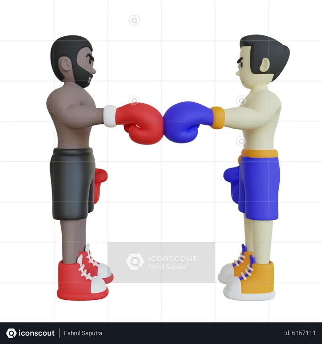 Boxing Athlete Fist Bump  3D Illustration