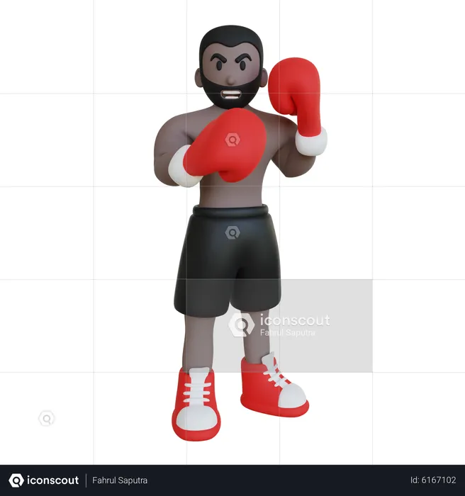 Boxing Athlete Pose  3D Illustration