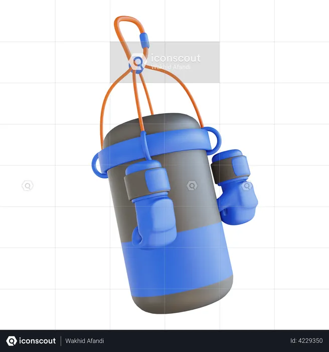 Boxing Bag And Gloves  3D Illustration