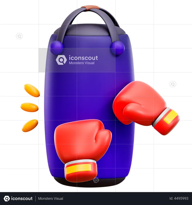 Boxing Bag And Gloves  3D Illustration