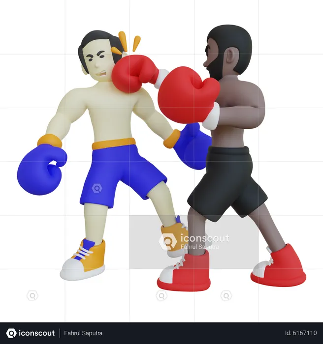 Boxing Combat  3D Illustration