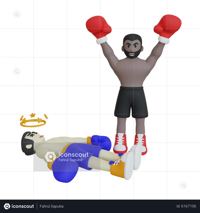 Boxing Fight Winner  3D Illustration