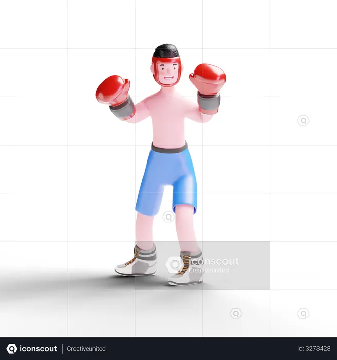 Boxing player  3D Illustration