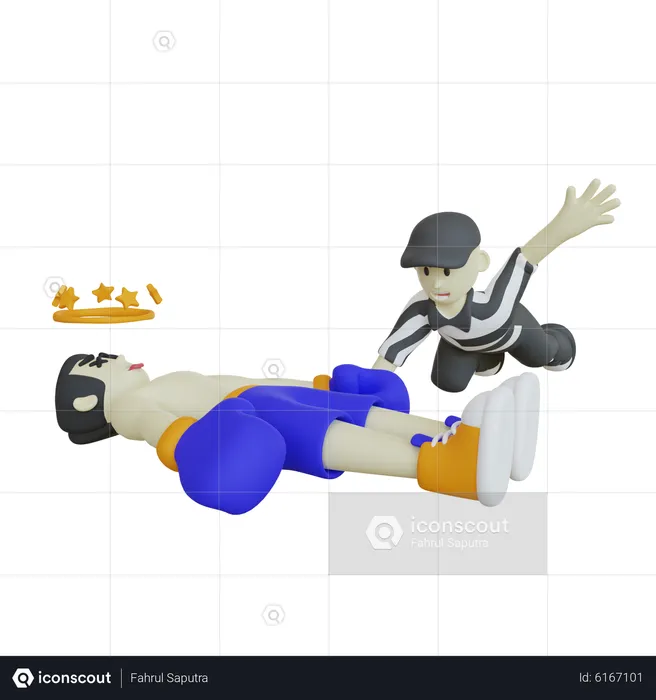 Boxing Referee Count  3D Illustration