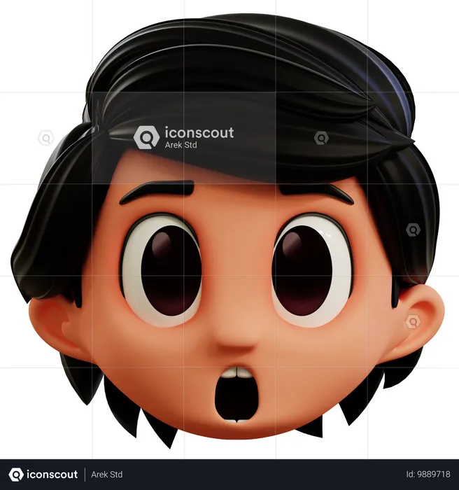 驚いた男の子の絵文字 Emoji 3D Icon