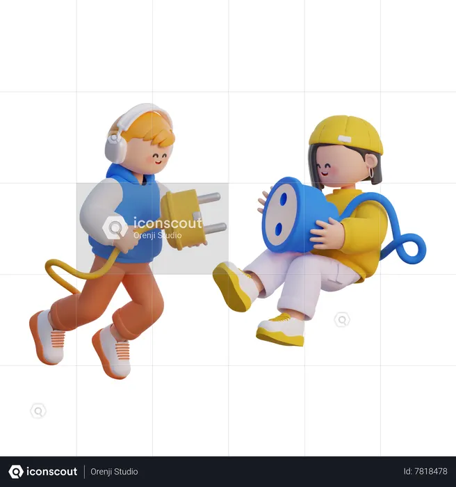 Boy And Girl 404 Not Found Page  3D Icon