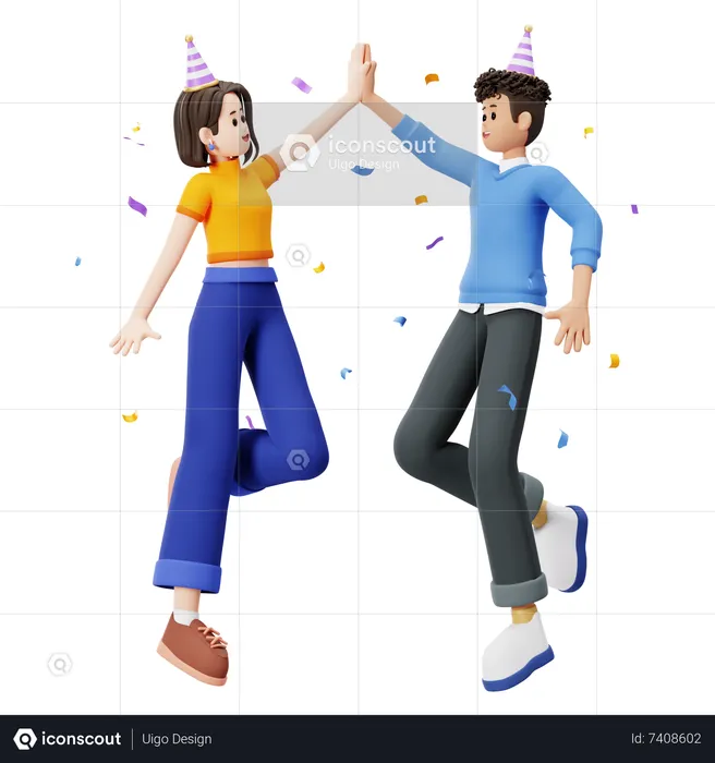Boy and girl giving hifi  3D Illustration