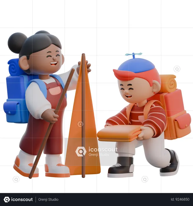 Boy and girl Teamwork  3D Illustration