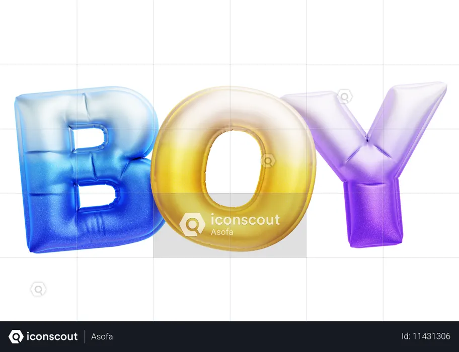 Boy Balloon Text  3D Icon