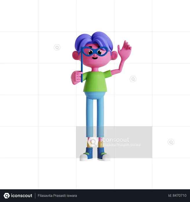 Boy celebrating new year party wearing mask  3D Illustration