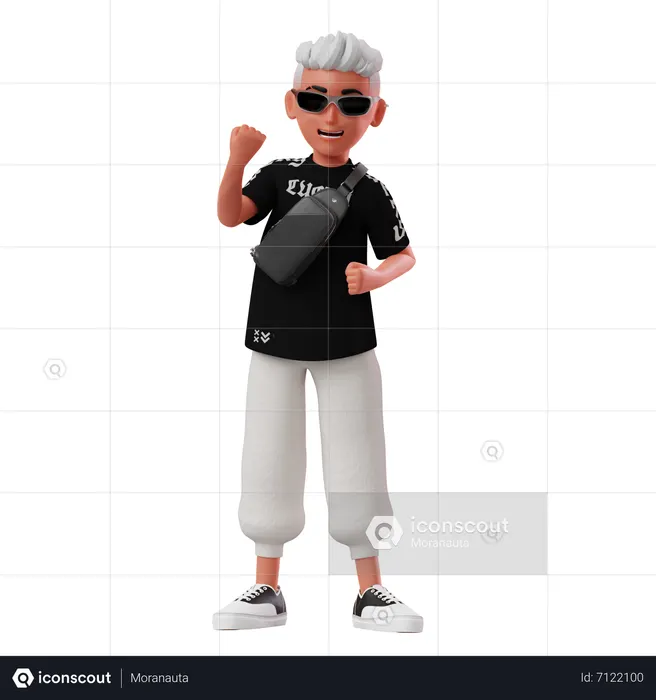 Boy Celebrating Victory  3D Illustration