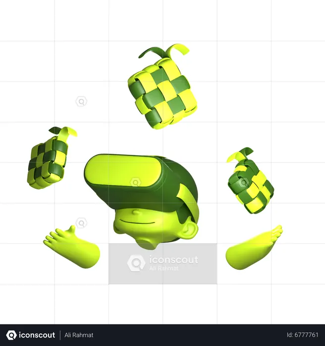 Boy Celebrating Virtual Ramadan  3D Icon