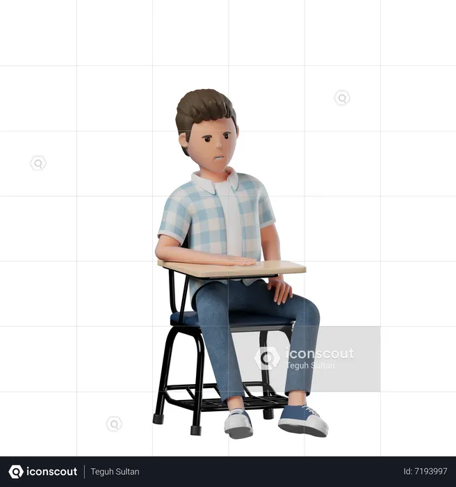 Boy Chair Annoyed  3D Illustration