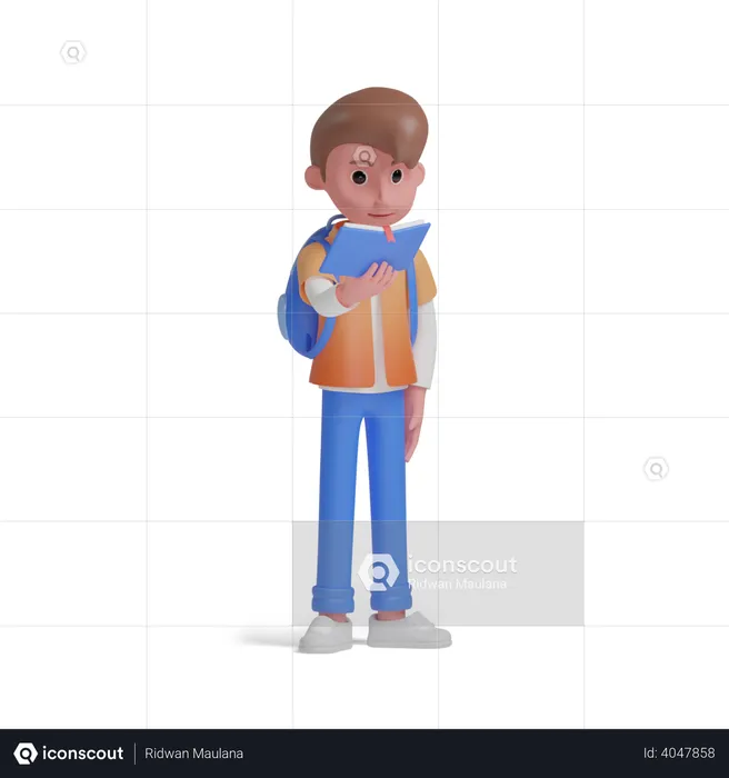 Boy character learning  3D Illustration