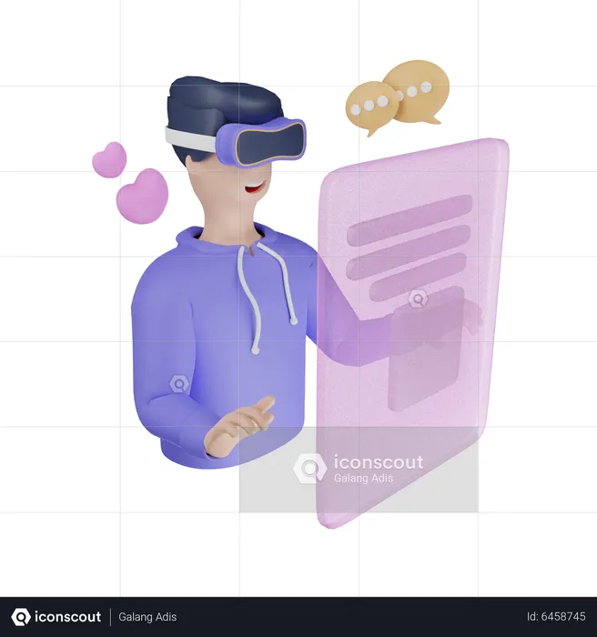 Boy chatting using metaverse  3D Illustration