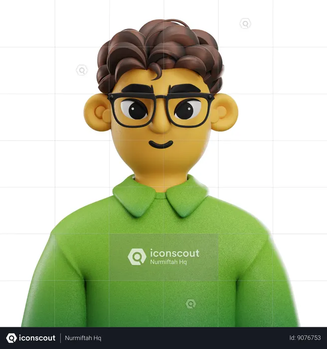 Boy Curly Hair with Long Shirt  3D Icon