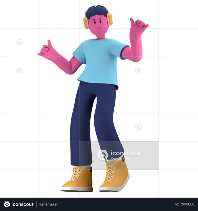 Boy dancing  3D Illustration