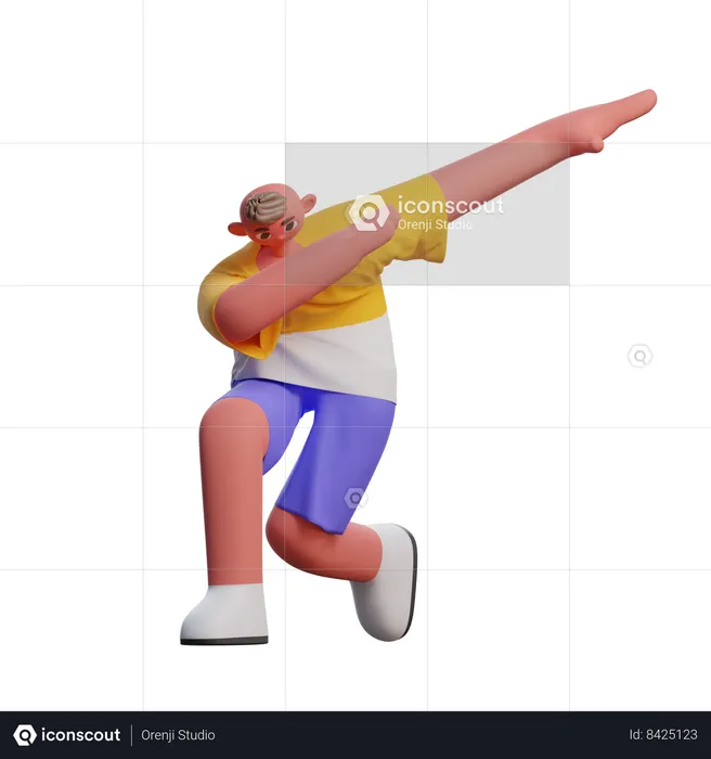 Boy Do Dab Pose  3D Illustration
