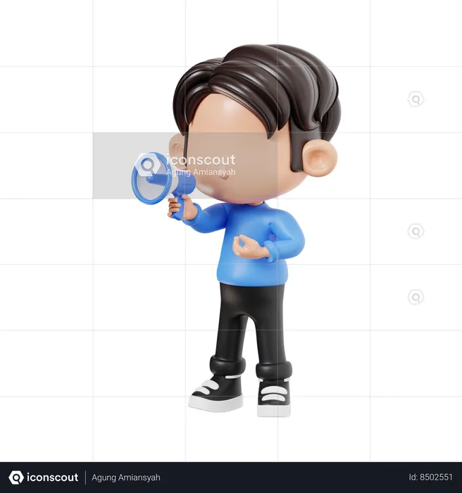 Boy Doing Advertisement  3D Illustration