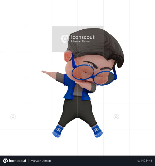 Boy doing dab  3D Illustration