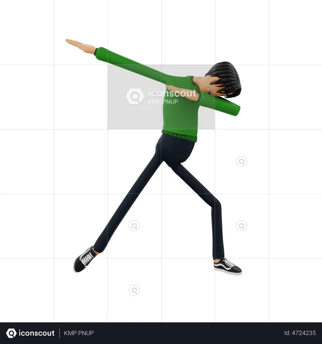 Boy Doing Dabbing Pose  3D Illustration