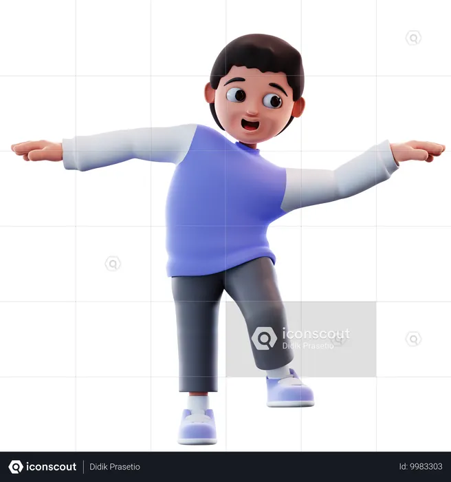 Boy Doing Dancing  3D Illustration
