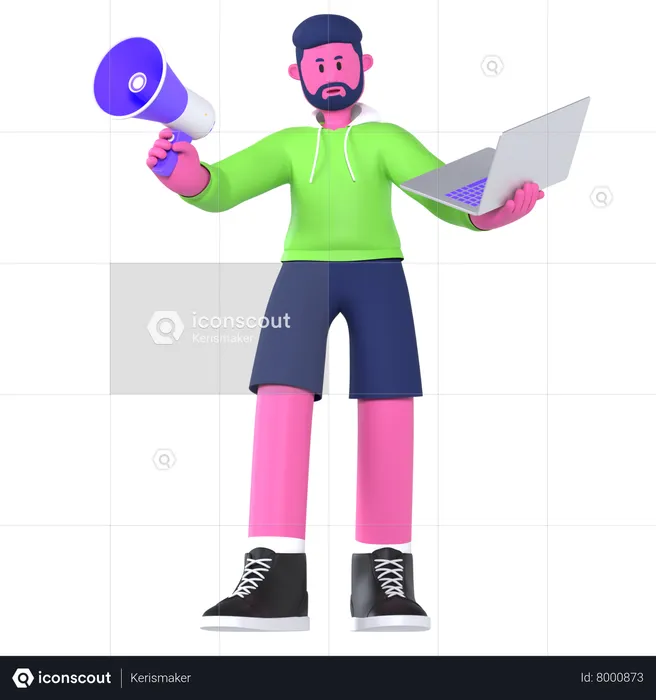 Boy Doing Digital Marketing  3D Illustration