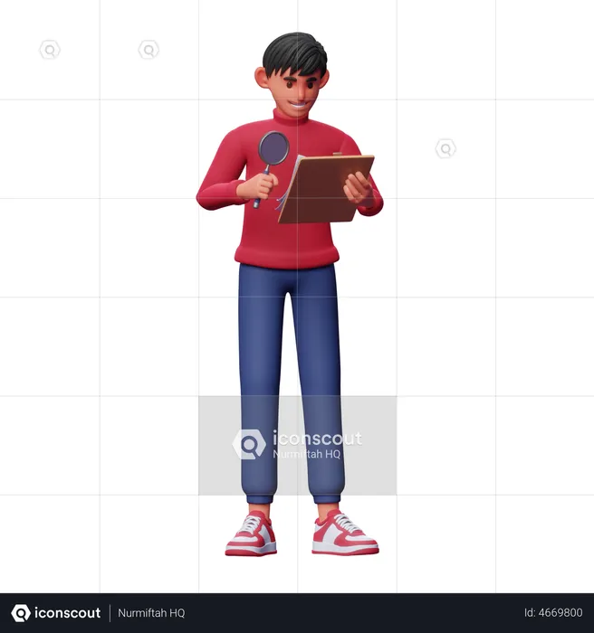 Boy Doing Research  3D Illustration