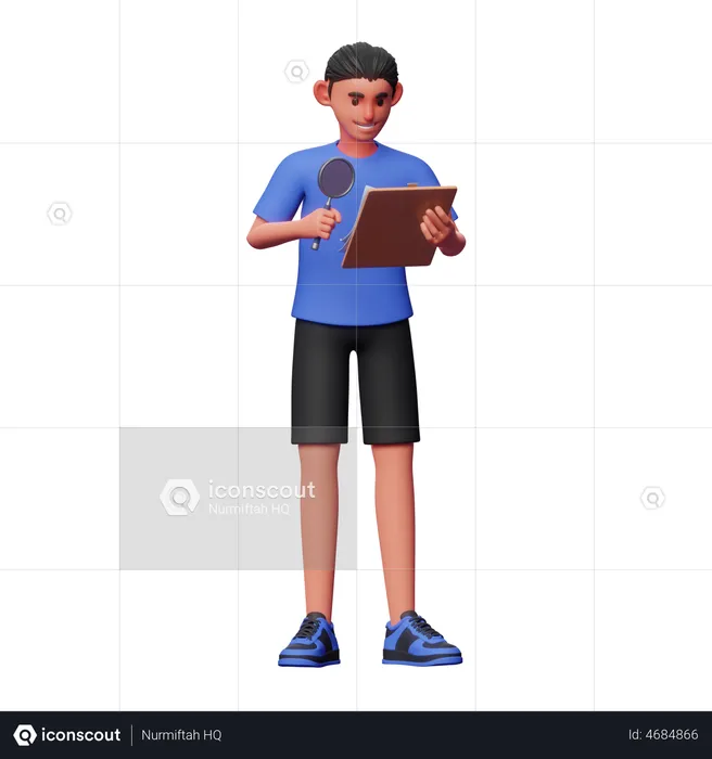Boy Doing Research  3D Illustration