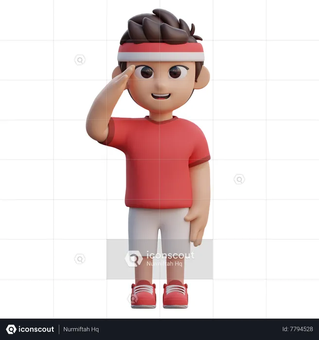 Boy doing Salute Gesture  3D Illustration