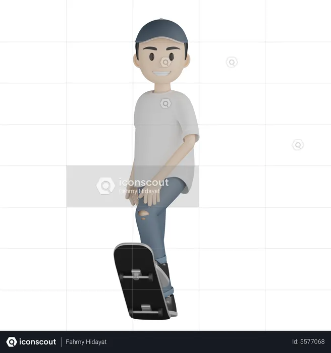 Boy Doing Skateboarding  3D Illustration