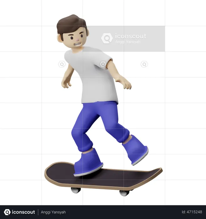 Boy doing skating  3D Illustration