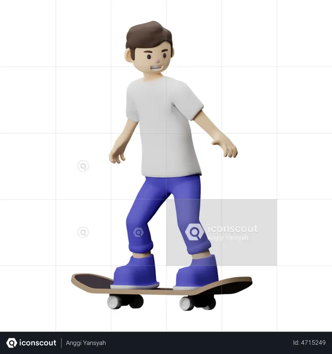 Boy doing skating  3D Illustration