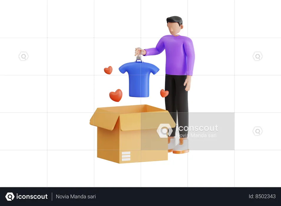 Boy Donating Cloth  3D Illustration