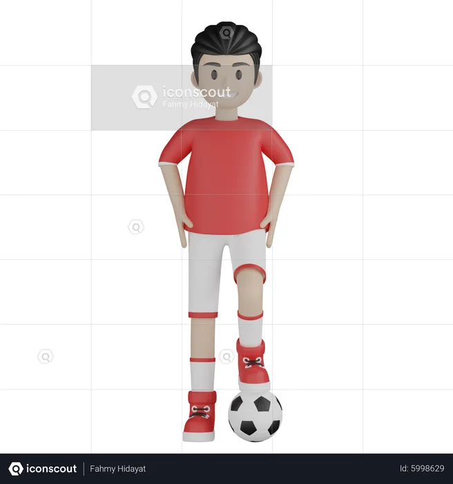 Boy dribble football  3D Illustration