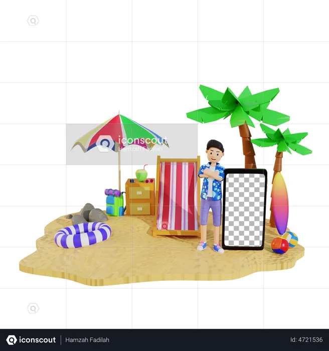 Boy enjoying summer vacation  3D Illustration