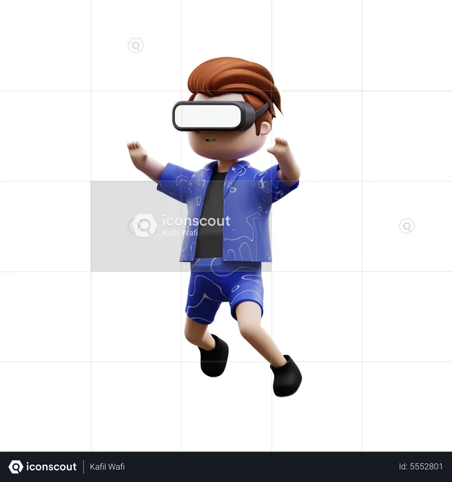 Boy Experiencing Virtual World  3D Illustration